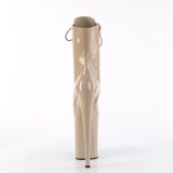 beige lakkl�r 23 cm INFINITY-1020 ekstremt ankelst�vletter h�ye h�ler - plat� st�vletter