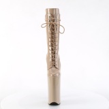 beige lakkl�r 25,5 cm BEYOND-1050 ekstremt ankelst�vletter h�ye h�ler - plat� st�vletter