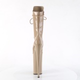 beige lakkl�r 25,5 cm BEYOND-1050 ekstremt ankelst�vletter h�ye h�ler - plat� st�vletter