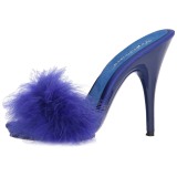 blå 13 cm POISE-501F marabou fjær høye sko mules