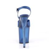 blå 20 cm FLAMINGO-809T akryl platå høye hæler dame