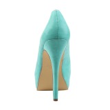 blå kunstlær 13,5 cm BELLA-30 dame pumps sko med åpen tå