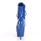 blå lakklær 15 cm Pleaser DELIGHT-1020 høyhælte snørestøvletter til pole dance
