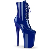 blå lakklær 23 cm INFINITY-1020 ekstremt ankelstøvletter høye hæler - platå støvletter