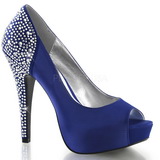 blå strass 13 cm LOLITA-08 høye pumps fest sko med hæl