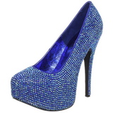 blå strass 14,5 cm Burlesque TEEZE-06R høye platform pumps sko