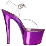 fiolett gjennomsiktig 18 cm SKY-308 platå høye hæler sko
