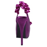 fiolett satin 14,5 cm Burlesque TEEZE-56 platå høyhælte sandaler sko