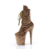 fl�yel 20 cm FLAMINGO-1045VEL khaki boots med stiletth�l + beskyttende t�hetter