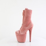 fl�yel 20 cm FLAMINGO-1045VEL rosa boots med stiletth�l + beskyttende t�hetter