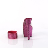 fuchsia 18 cm 712RS pleaser h�ye h�ler sandaler med ankelmansjett strass plat�