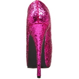 fuchsia glitter 14,5 cm Burlesque BORDELLO TEEZE-06G platå pumps høy hæl