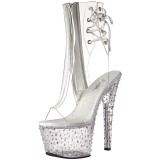 gjennomsiktig 15 cm STARDANCE-1018C-7 ankelst�vletter med plat�s�le til dame