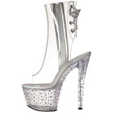 gjennomsiktig 15 cm STARDANCE-1018C-7 ankelst�vletter med plat�s�le til dame