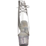 gjennomsiktig 15 cm STARDANCE-1018C-7 ankelst�vletter med plat�s�le til dame
