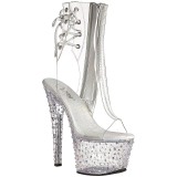 gjennomsiktig 15 cm STARDANCE-1018C-7 ankelst�vletter med plat�s�le til dame