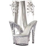 gjennomsiktig 15 cm STARDANCE-1018C-7 ankelst�vletter med plat�s�le til dame