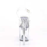 gjennomsiktig 20 cm FLASH-808 pole dance h�ye h�ler sko med led lys plat�
