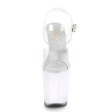 gjennomsiktig 20 cm ILLUMINATOR-808 pole dance h�ye h�ler sko med led lys plat�