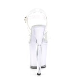 gjennomsiktig 20 cm ILLUMINATOR-808 pole dance h�ye h�ler sko med led lys plat�