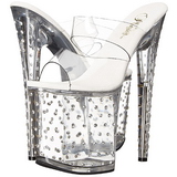 gjennomsiktig 20 cm Pleaser STARDUST-802 strass plat� h�ye mules