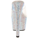 gjennomsiktig s�lv 18 cm BEJEWELED-701DM strass plat� mules