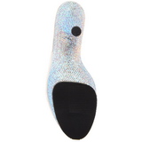 gjennomsiktig s�lv 18 cm BEJEWELED-701DM strass plat� mules