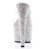 gjennomsiktig s�lv 18 cm BEJEWELED-701MS strass plat� mules