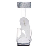 gjennomsiktig strass 13 cm LIP-142 plat� h�yh�lte sandaler sko