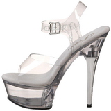 gjennomsiktig strass 15 cm CAPTIVA-608 plat� h�yh�lte sandaler sko