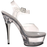 gjennomsiktig strass 15 cm CAPTIVA-608 plat� h�yh�lte sandaler sko