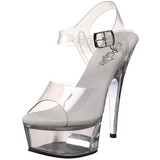 gjennomsiktig strass 15 cm CAPTIVA-608 plat� h�yh�lte sandaler sko