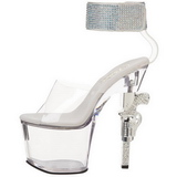gjennomsiktig strass stein 18 cm REVOLVER-712 sko med h�ndv�pen h�ler