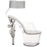 gjennomsiktig strass stein 18 cm REVOLVER-712 sko med h�ndv�pen h�ler