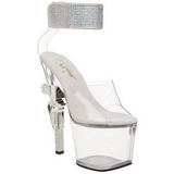 gjennomsiktig strass stein 18 cm REVOLVER-712 sko med h�ndv�pen h�ler