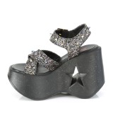 glitter 13 cm DemoniaCult DYNAMITE-02 lolita sandaler med kileh�ler