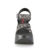 glitter 13 cm DemoniaCult DYNAMITE-02 lolita sandaler med kileh�ler