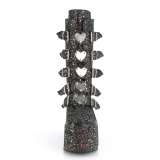 glitter 14 cm SWING-G plat� midt leggst�vel - dame plat�st�vler med spenner svart