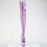 glitter 18 cm PEEP TOE lilla l�rh�ye st�vler h�ye h�ler med sn�ring