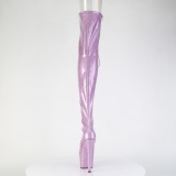 glitter 18 cm PEEP TOE lilla l�rh�ye st�vler h�ye h�ler med sn�ring