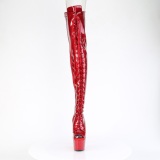 glitter 18 cm PEEP TOE r�de l�rh�ye st�vler h�ye h�ler med sn�ring