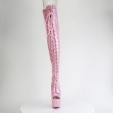 glitter 18 cm PEEP TOE rosa l�rh�ye st�vler h�ye h�ler med sn�ring
