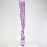 glitter 20 cm PEEP TOE lilla l�rh�ye st�vler h�ye h�ler med sn�ring