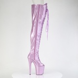 glitter 20 cm PEEP TOE lilla l�rh�ye st�vler h�ye h�ler med sn�ring