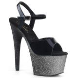 grå 18 cm ADORE-709OMBRE glitter platå sandaler dame