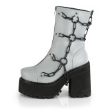 gr� vegan 12 cm ASSAULT-66 lolita plat� ankelst�vletter med blokkh�l for kvinner