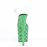 grønn 20 cm FLAMINGO-808MSLG glitter platå sandaler dame