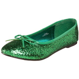 gr�nn STAR-16G glitter ballerinasko dame med flate h�l