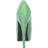 grønn strass 14,5 cm Burlesque TEEZE-06R høye platform pumps sko