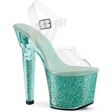 grønne 18 cm LOVESICK-708SG glitter platå sandaler dame